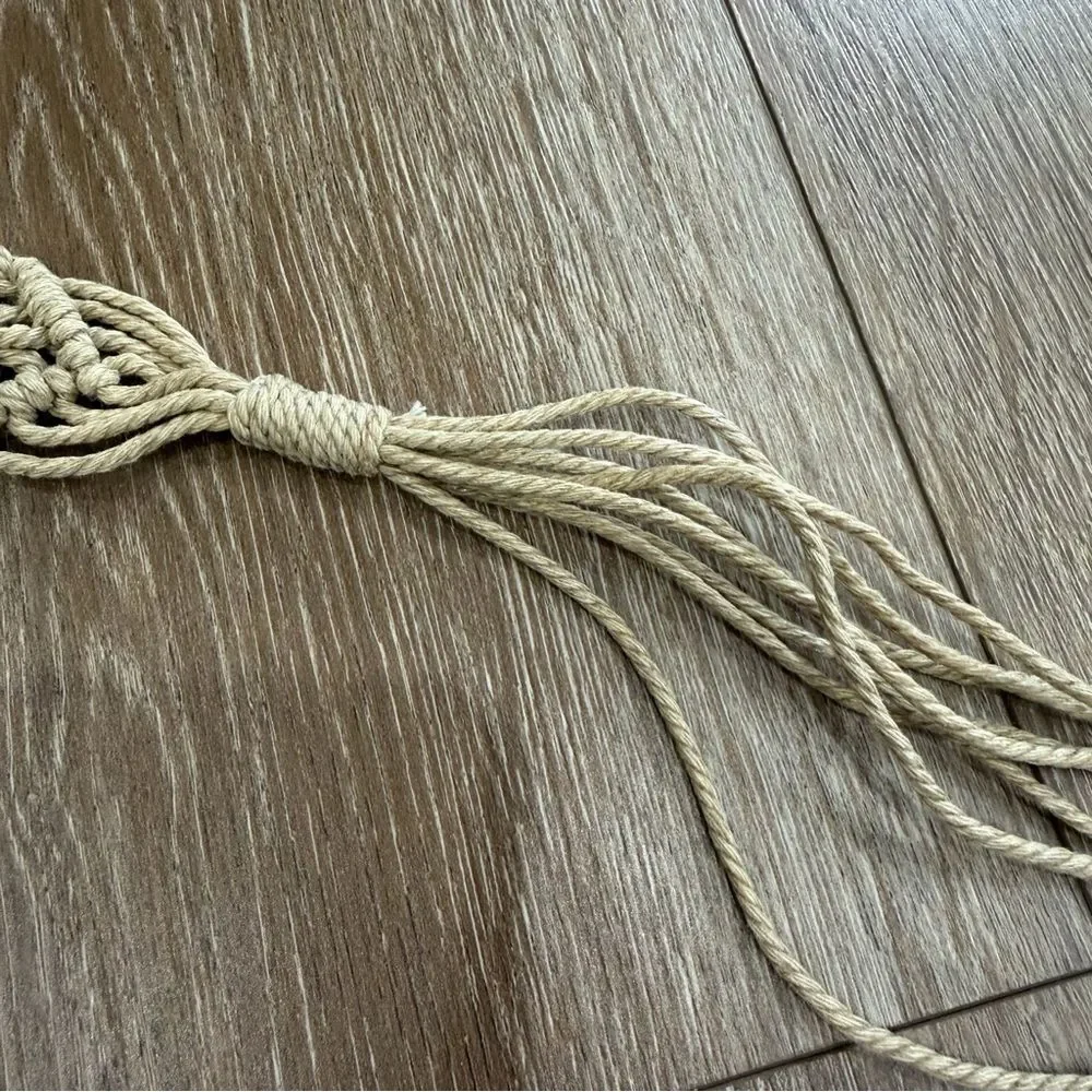 S O L D : Macrame Woven Rattan Straw Rope Braid Waist Belt O-Ring Wooden Buckle - Picture 9 of 15
